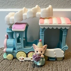 Pastel Blue & Pink Play Train with Bunny Figure - Kids Toys Dolls & Accessories